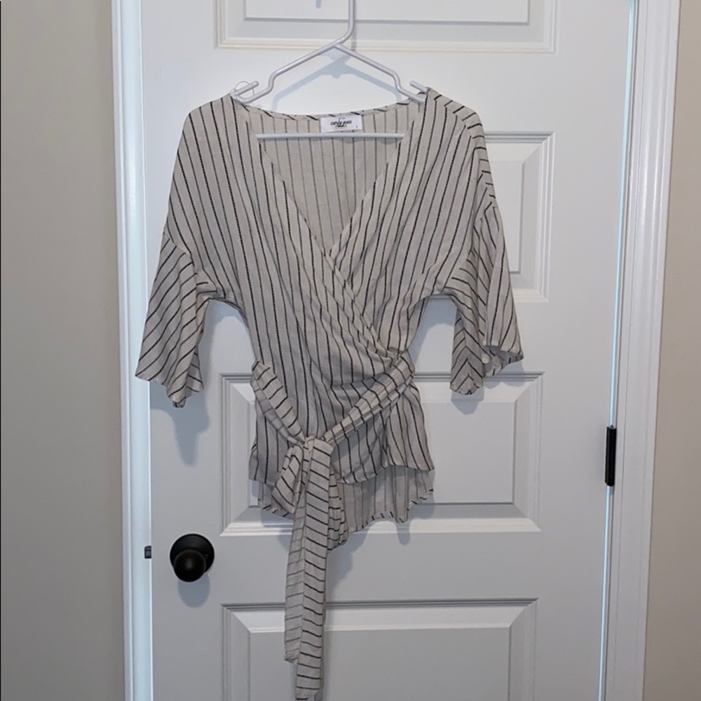 Carly Jean Los Angeles Striped Wrap Shirt